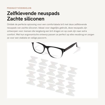 Dailygoods- Neuspads Siliconen - Zelfklevend - Antislip - Zacht - Duurzaam - 20 Paar - 1,8 mm Dikte - Brillenpads