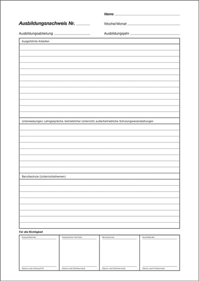 RNK Verlag Ausbildungsnachweis-Heft, wekelijks/maandelijks