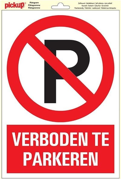 Pickup STICKER Pictogram 23x33 cm Verboden te parkeren - zelfklevend vinyl sticker