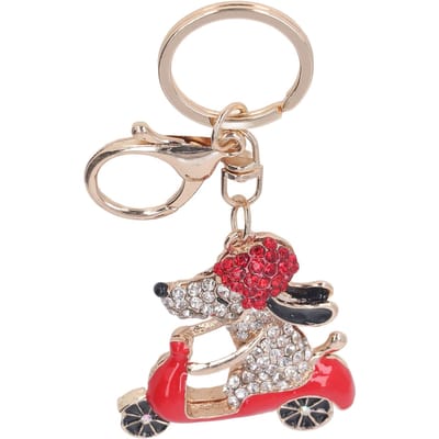 Sleutelhangers Strass Cartoon Rijdende Hond Stijl Zinklegering Decoratief Praktisch Lichtgewicht Draagbaar beige
