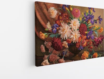 Saammp Canvas Schilderij - Abstracte Luxe Bloemenvaas - Abstract - 30x20 - Foto op canvas - Wanddecoratie - Muurdecoratie Woonkamer - Kantoor Decoratie