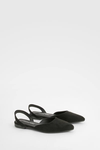 boohoo Dames Slingback Puntige Flats | Zwart | Maat: 38