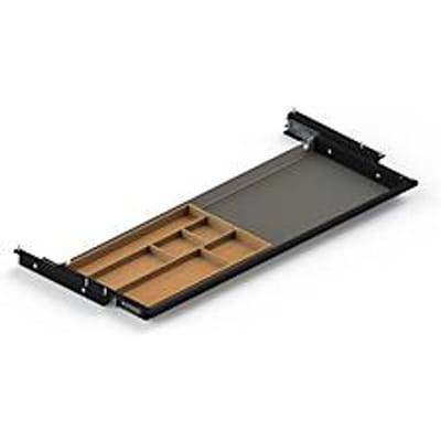 Lade voor elektrisch in hoogte verstelbaar bureau Elements, metaal met bamboe-inleg, B 759,6 x D 264,5 x H 36,5 mm, zwart