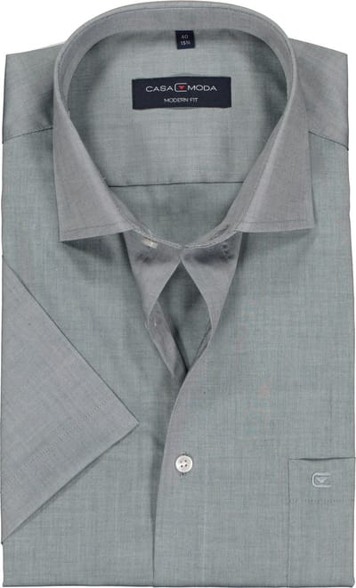 CASA MODA modern fit overhemd - korte mouw - grijs - Strijkvriendelijk - Boordmaat: 44 (EU maat: XL)