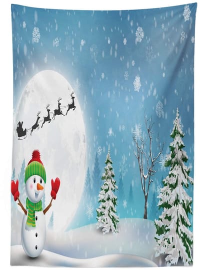 ABAKUHAUS Tafelkleed – 140x170 cm – Satijn, wasbaar – Wit/Blauw