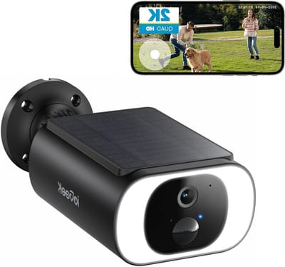 Buiten Camera - Beveiligingscamera Draadloos - Huis Bewaken - Geïntegreerd Zonnepaneel - 2K Resolutie - Zwart