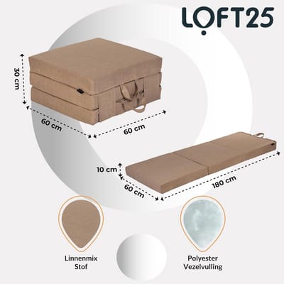 Opvouwbaar Matras 3-Delig - Campingmatras en Logeermatras voor Binnen en Buiten (180x60x10 cm)
