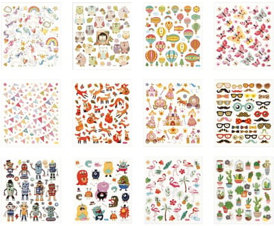Stickerboek, vel 15x16,5 cm, 12 vellen