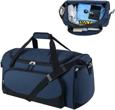 KZQ Sporttas duffel bag 55 liter donkerblauw duurzaam grote reistas voor fitness training sport en reizen