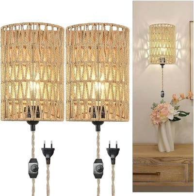 Wandlamp Binnen met Snoer - Wandlamp met Stekker voor Binnen - met Dimbare Schakelaar - Industrieel en Vintage - Slaapkamer Bedlampje - Verlichting