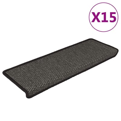 vidaXL - Trapmatten - zelfklevend - 15st - sisal-look - 65x21x4cm - antracietkleur