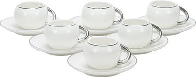 BRICARD ESPRESSO SET 2860 12/S-2 | WIT - ZILVER 12-DELIG