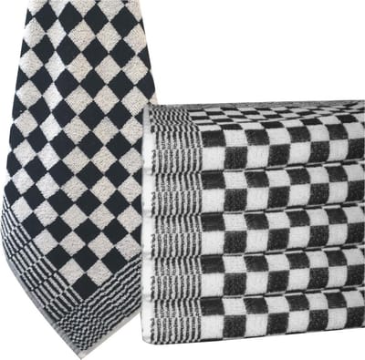 Homéé® Keukendoek 50x50 cm Holland Art geblokt 100% katoen 6 stuks zwart wit