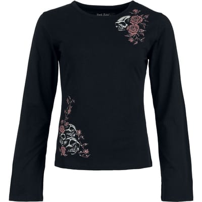 Rock Rebel by EMP - Rock Shirt met lange mouwen - Shirt met lange mouwen en schedel & rozenprint - L tot XXL - voor Vrouwen - zwart