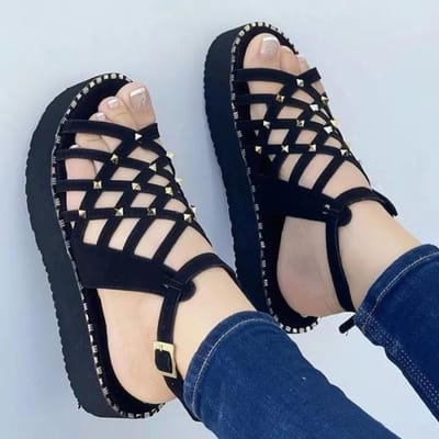 Grande taille chaussures pour femmes été confort décontracté Sport sandales femmes plage sandales compensées femmes plate-forme sandales sandales romaines 41 noir