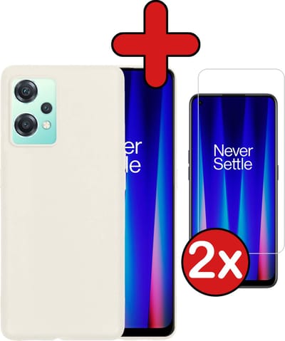 Hoesje - Met 2x Screenprotector - Geschikt voor OnePlus Nord CE 2 Lite - Sterk & Shockproof - Telefoon Hoes - Back Cover - Siliconen Case - Telefoonhoes - Wit