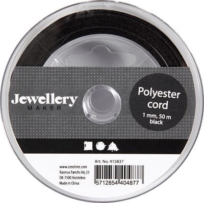CC Polyester Koord 1 mm Zwart 50 m