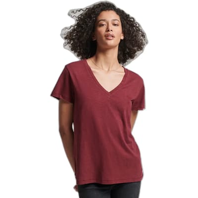 Superdry - Ruimvallend geborduurd T-shirt met V-hals - Dames - T-shirts