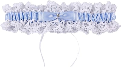 Bruidskousenband - Kanten band - Bruiloft accessoire - Elastisch katoen - Tot 63.5 cm - Blauw