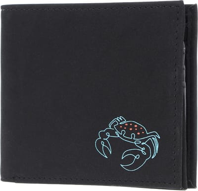oxmox portemonnee New Cryptan RFID Protect Querscheinbörse Crab Print Cyan Black zwart