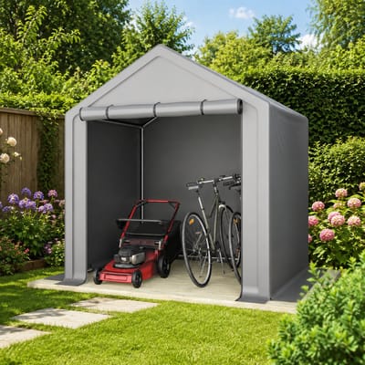 Multifunctionele tuinhuis - Tuinhuis met Schuin Dak – Gereedschapsschuur - Fietsschuur - 190x170x200 cm - Garagetent - Outdoor Tuinopslag - Weerbestendig - Grijs