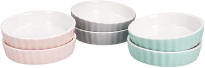 Set van 6 crème brûlée schaaltjes Emilia roze mintgrijs - 24320112
