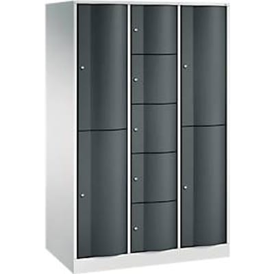 C+P Resisto combikast, 3 vakken, 9 vakken, B 1148 x D 640 x H 1950 mm, lichtgrijs/antracietgrijs