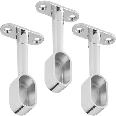 SOTECH 3 stuks Garderobestanghouder eindstuk voor ovale kledingstangen (30 x 15 mm) Gepolijst chroom in hoogte verstelbaar 84 - 112 mm