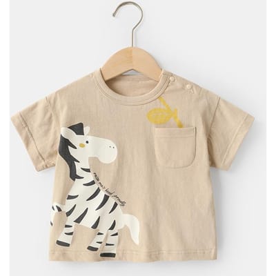 Baby Casual Katoenen T-shirt met Korte Mouwen Zomerkleding voor Jongens en Meisjes Baby Kinderkleding Zomer Tops 90cm beige