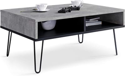 Industriële Salontafel in Betonlook met Metalen Poten - Moderne Woonkamertafel