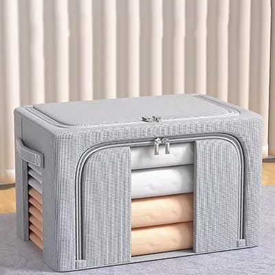 KZQ Opbergtas Voor Kleding Zilver 50x40x33 Cm Opvouwbaar Met Deksel En Handvat Voor Dekens Slaapkamer En Kledingkast