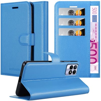 Cadorabo Hoesje geschikt voor Realme 8i / Narzo 50 4G in PASTEL BLAUW - Beschermhoes met magnetische sluiting, standfunctie en kaartvakje Book Case Cover Etui