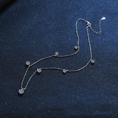 Echte Ronde Cut Moissanite Diamant 7 Stenen Ketting Voor Vrouwen Meisjes Sterling Zilver 3.2CT VVS1 Lab Diamanten Hanger Fijne Sieraden 55cm gray