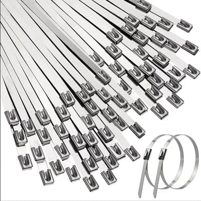 Dailygoods- Kabelbinders 100 Stuks - Roestvrij Staal - 150 x 4.6 mm - Schokbestendig - UV Bestendig - Voor Hoge Temperatuur - Max. 100 kg Treksterkte - Metaalkabelbinders