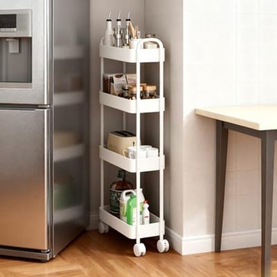PromoHome Keukenwagen met 4 Etages - Witte Opbergkar voor Keuken