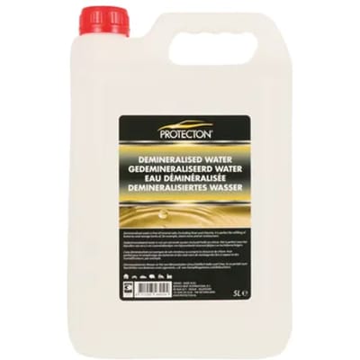 Protecton Gedemineraliseerd Water - Voor accu’s, stoomstrijkijzers en luchtbevochtigers - Vrij van zouten - Veroorzaakt geen kalkaanslag - 5 Liter