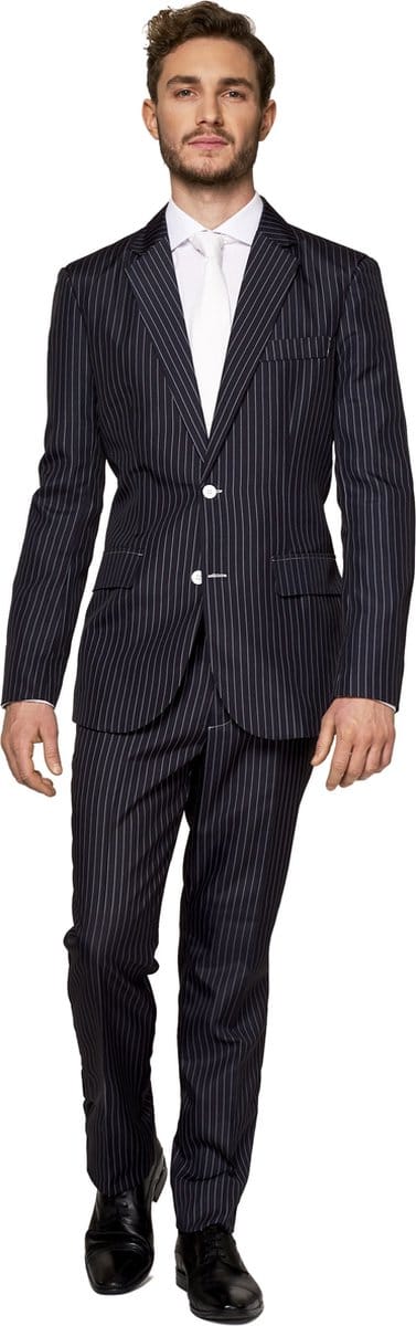 Suitmeister Gangster Kostuum - Heren Pak - Halloween Kostuum - Verkleedkleding - Carnavalskleding - Zwart - Maat S