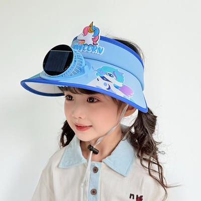 Chapeau Ventilateur à Charge Solaire pour Enfants Été Protection Solaire Chapeau de Soleil Protection UV Chapeau de Soleil d'Extérieur (50-54cm) gray