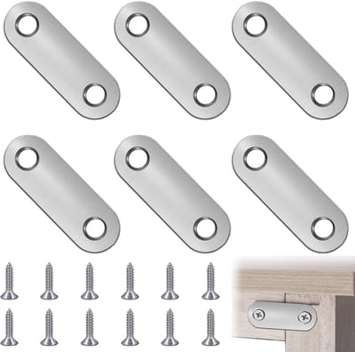 Allecto - 6 Stuks Platte Hoekhouders - Verbindingsplaten Voor Reparaties - Zilver - Bevestiging Van Meubels - Ondersteunt Diverse Toepassingen