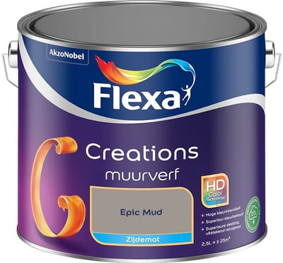 Flexa - Creations Muurverf Zijdemat - Epic Mud - Mengverf - 2,5 L
