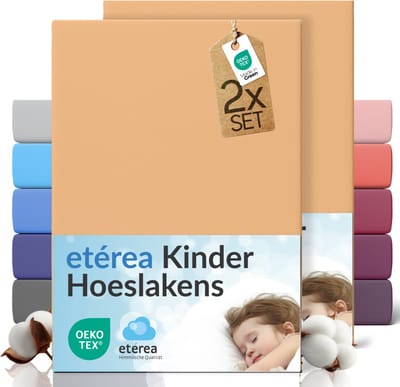 etérea Jersey hoeslaken 2-pack 60x120-70x140 cm (hoek 15 cm) 100% katoen - Zand