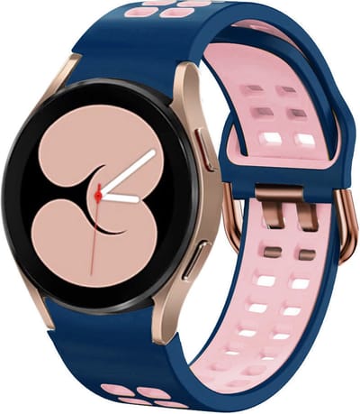 Strap-it Smartwatch bandje - sport square bandje perfect fit geschikt voor Samsung Galaxy Watch 4 / Galaxy Watch 4 Classic / Watch FE / Galaxy Watch 5 / Galaxy Watch 5 Pro / Galaxy Watch 6 (Classic) / Galaxy Watch 7 (40 & 44mm) - blauw/roze