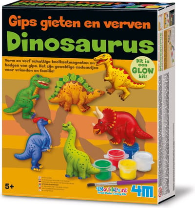 4M Knutselen - Giet En Verf - Dinosaurus - Creatief Speelgoed - Glow In The Dark - 5 Jaar