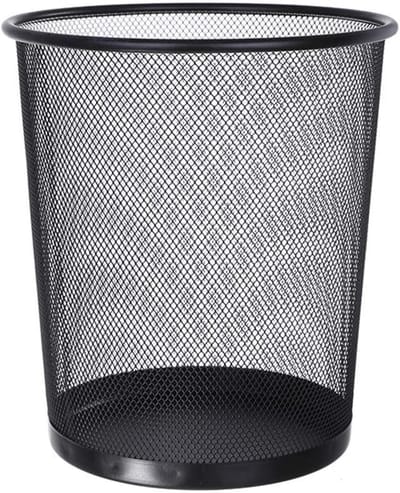 Metalen Prullenbak - Kantoor Afvalbak - Thuisgebruik Kantoor - Ventilatie Ontwerp - Grote Ronde - Zwart