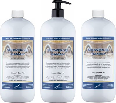 Douchegel Hamam 1 liter - set van 3 stuks - met gratis pomp - Showergel