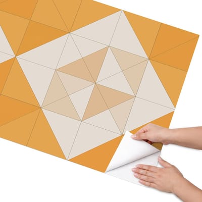 Coloray Meubel Wrap Folie - Oranje Meubelfolie - 75x150 cm - Wrapfolie Keuken Driehoekig mozaïek - Decoratiefolie - Geometrische Meubelfolie - Meubel Wrap Folie - Woonkamer decoratie - Geometrie