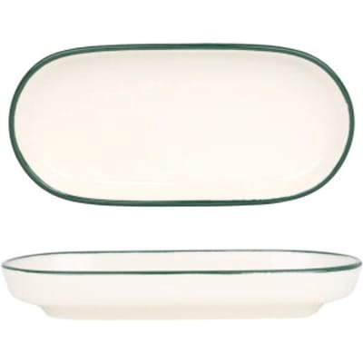 Rinart Serveerschaal - Green Edge - Porselein - 16x8.5 cm - set van 2
