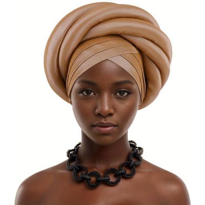 Turban à Tresse torsadée pour Femme Foulard de Tête en Soie Brute Chapeau Couvre-chef de Fête Turbante kaki