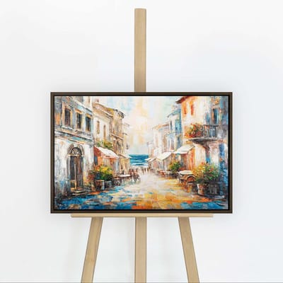 YS Schilderij - Handgeschilderd canvas schilderij - Wanddecoratie Stad - wit - Urban - Muurdecoratie woonkamer - Slaapkamer decoratie - Kamer accessoires - schilderij Modern - schilderijen woonkamer Grey 60x40