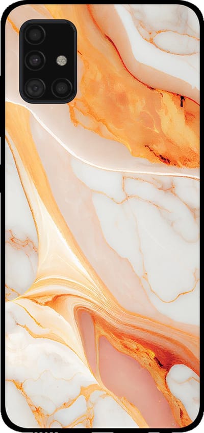 Smartphonica Telefoonhoesje voor Samsung Galaxy A51 met marmer opdruk - TPU backcover case marble design - Oranje geschikt voor Samsung Galaxy A51